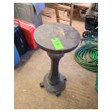 Solid cherry vintage pedestal drink table and table lamp