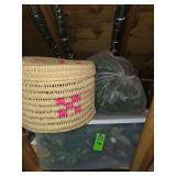 Various wicker baskets and flowers