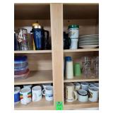 Contents of cupboard, coffee mugs, cups