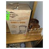 West bend party perk, and miscellaneous wooden kitchen items