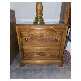 2 drawer solid oak night stand lamp NOT included. 24"×15"×22"