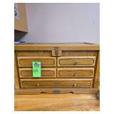 Solid wood table top tool box