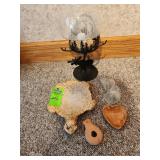 Candle lamp ashtrays seashells glass