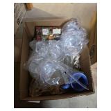 Miscellaneous glassware and plastic punch laddle with cups