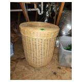 Wicker hamper with contents