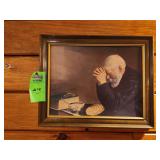 Frame picture of a man praying about 15 in x 12 in