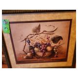 Framed art of fruit about 26x22 in