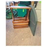 Magazine rack end table and heavy wall mirror