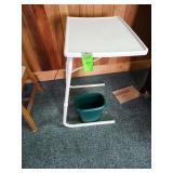 Table-Mate brand adjustable folding TV tray table and small garbage can