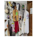 Miscellaneous kitchen utensils everything on the pegboard