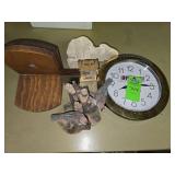 Bookends, clocks, turkeytail mushroom art