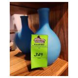 Vintage blue frosted vase