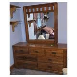 62"×18"×30" 7 drawer solid oak dresser with mirror