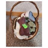 Basket with throws and pillows
