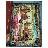 vintage velvet horse landscape tapestry, made in Lebanon , 6x4