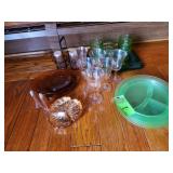 Green and pink glassware