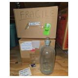 Vintage Anchir Hocking green christmas glasses, large glass decanter