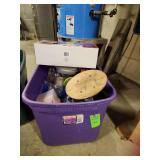 Tote full of miscellaneous kitchen items