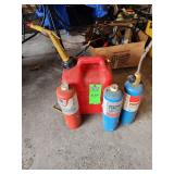 Propane tanks and gas can