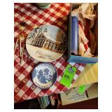 Decorative plates, candles, wind chimes