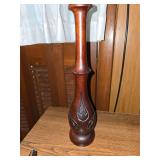 Wooden vase and letter opener, turtle paper weight and desk plaque