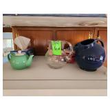 Glass pitcher and teapots