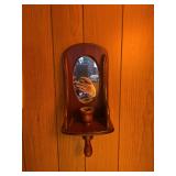 Wall hanging wooden candle holder with mirror & 4 vintage metal "tv" trays