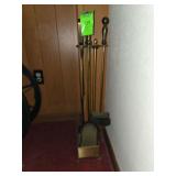 Vintage brass fireplace tool set