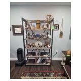 72' x 42' America Blue River standard bookcase features an industrial design with a black metal frame and gray woodgrain shelves. NO CONTENTS