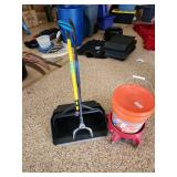 Dustpan wrapper bucket and bucket dolly