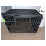 4'×32' heavy duty steel dog crate with clean out tray and cover
