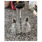 Glass oil and vinegar dispenser and dressing dispenser