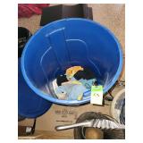 32 gallon trash can with shop towels