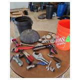 Miscellaneous tolls and a bucket plus electrical tape