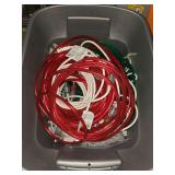 Red and green rope lights, icicles christmas lights, extension cords