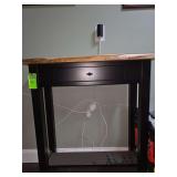 Solid wood rustic hickory top Amish made entrance table with drawer