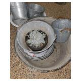 Lot of galvanized buckets/planters