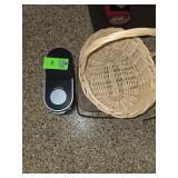 Single cup Keurig and 2 wicker baskets
