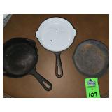 Set of 3- 6" cast iron skillets. 2 are Griswold