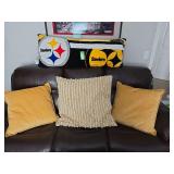Plush Steelers body pillow amd 3 large decorative pillows
