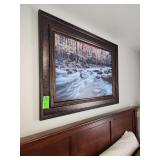 Wood framed artwork, nature scene