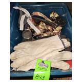 Work gloves and tie down straps