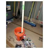 5 gallon bucket of miscellaneous nuts and bolts, yardstick level