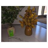 2 Small artificial decorative plants in ceramic vases