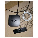 Apple TV media streamer with remote and apple iPhone charger