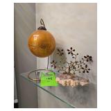 decorative amber crackle glass ball ornament and gemstone bonsai tree