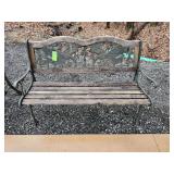 Outdoor garden bench with cast iron legs