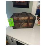 vintage-style wooden treasure chest or keepsake box
