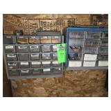 2 small wall bins with contents