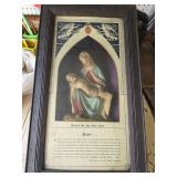 antique Catholic Last Rites shadow box, also known as a "sick call set" or "Viaticum" cabinet, dating from the late 19th to early 20th century.